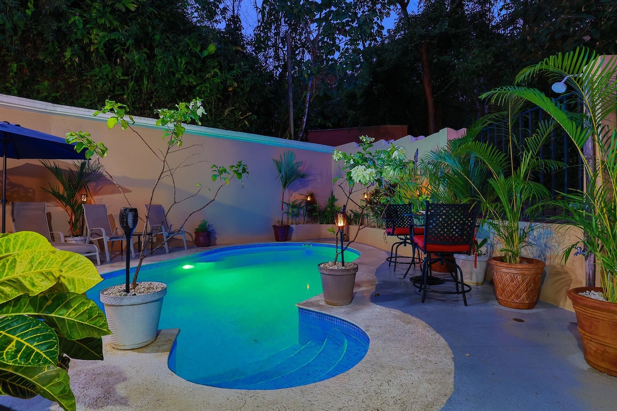丛林之家：泳池、大阳台、带空调的卧室