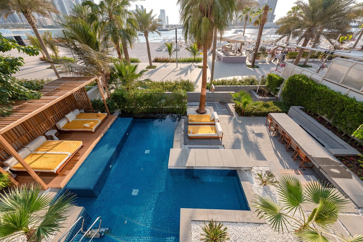 五棕榈豪华海滩别墅，私人泳池