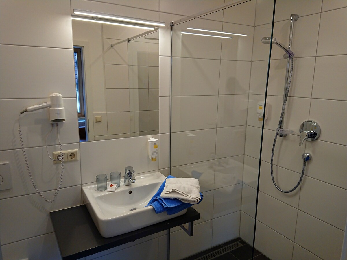 Pension Weingut Schwab （ Thüngersheim ） ，带厕所和淋浴间的舒适双人房，含早餐