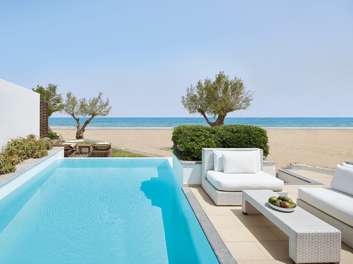 Creta Beach Villa Seafront with Private Heated Pool​