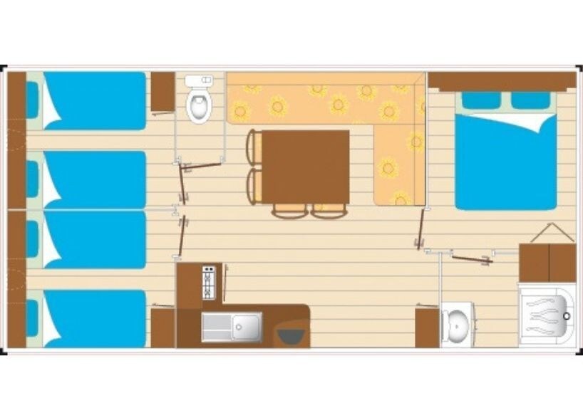 4 Room Mobile Home 6 People + TV