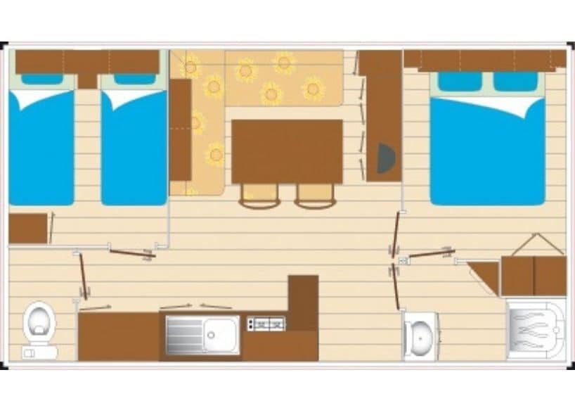 Mobile Home 3 Rooms 4/6 People Air-conditioned + T