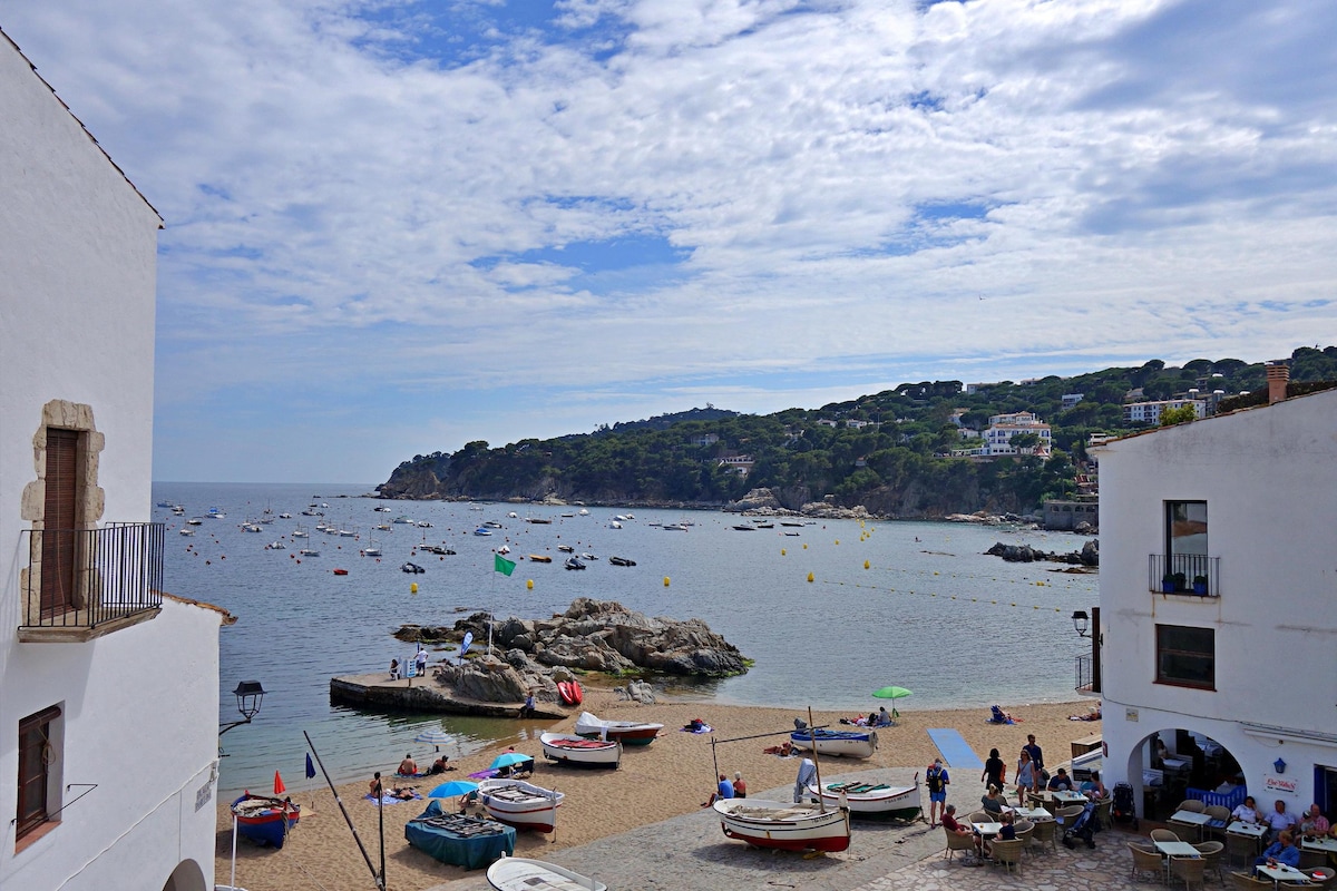 House on the first line of the sea on the beach of