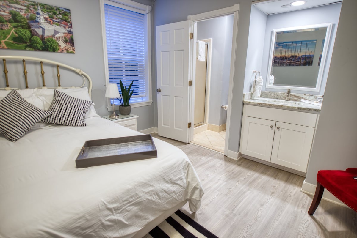 Stay right on Main Street Annapolis! Private room with Queen-sized bed and bath.