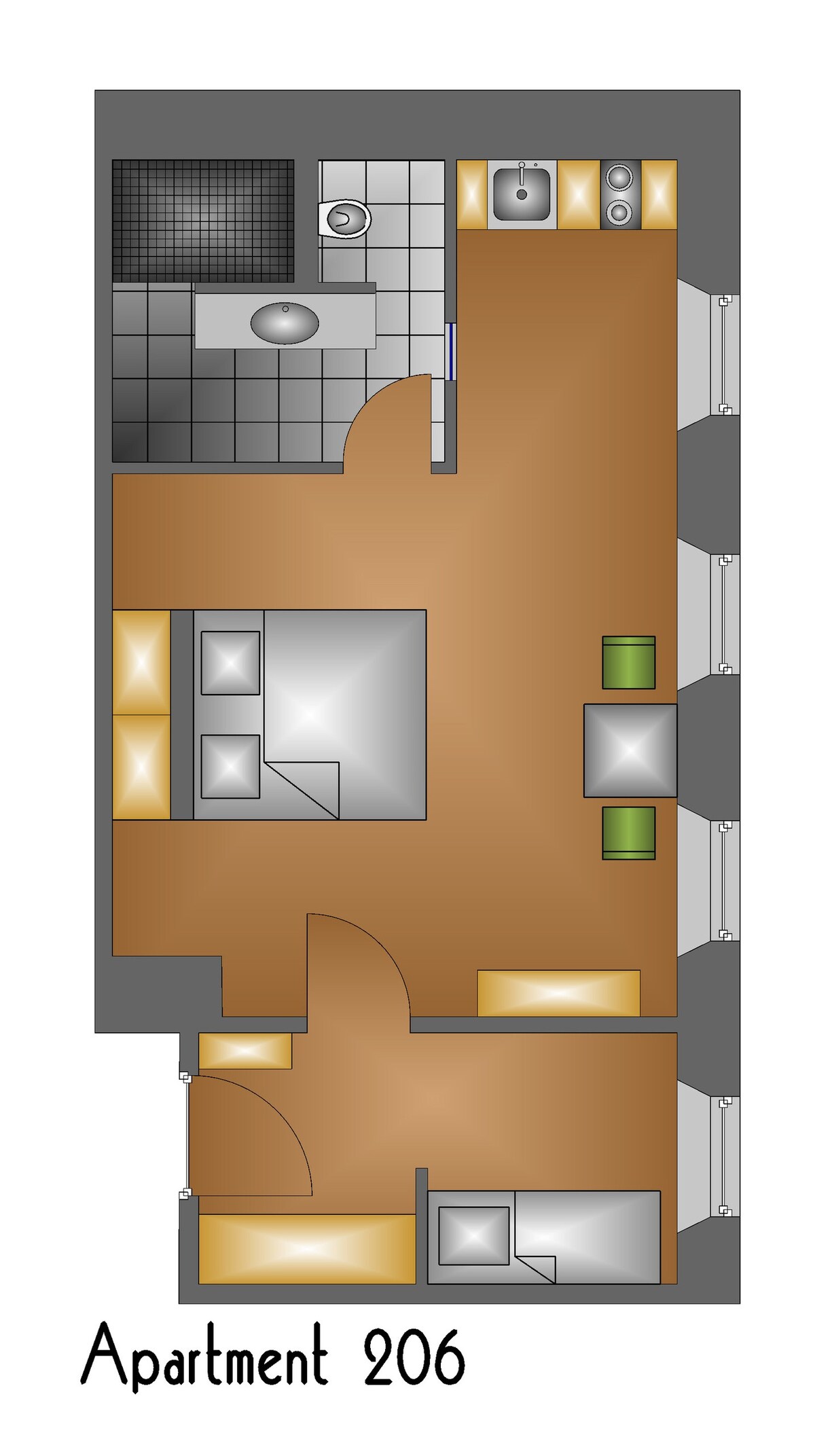可容纳3位房客的度假公寓，面积44平方米，位于兰道（ 152663 ）