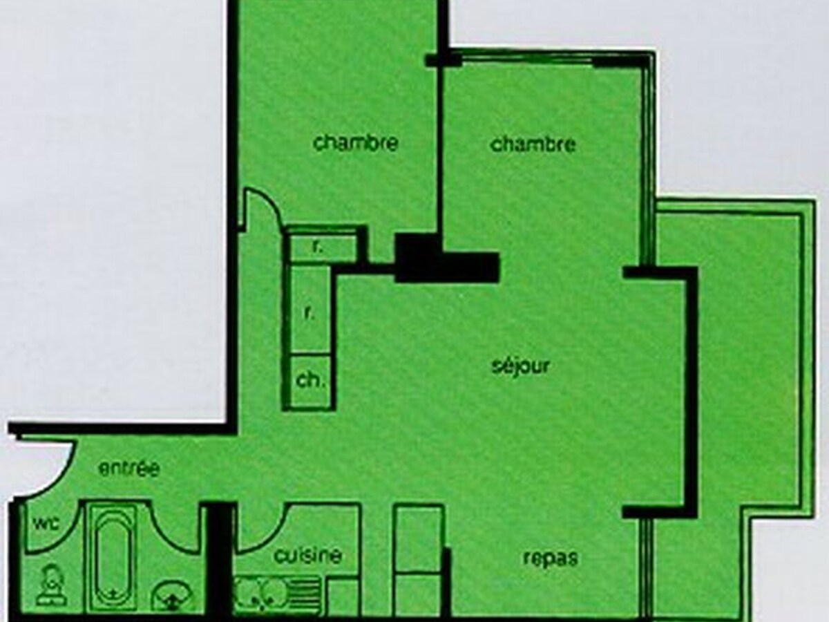 Chamrousse公寓， 2间卧室， 8人。