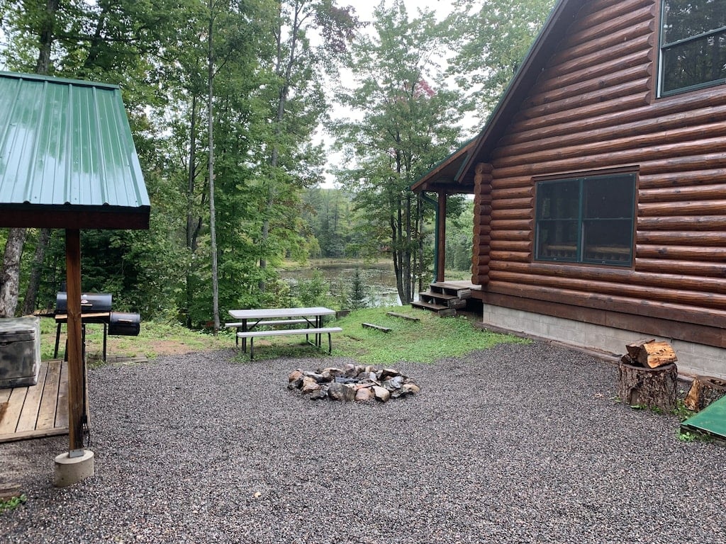 Remote log lodge in the Huron Mountain foothills.