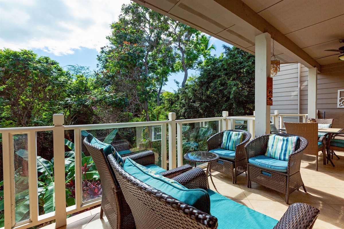 宽敞的Wailea别墅：郁郁葱葱的景观+私人阳台