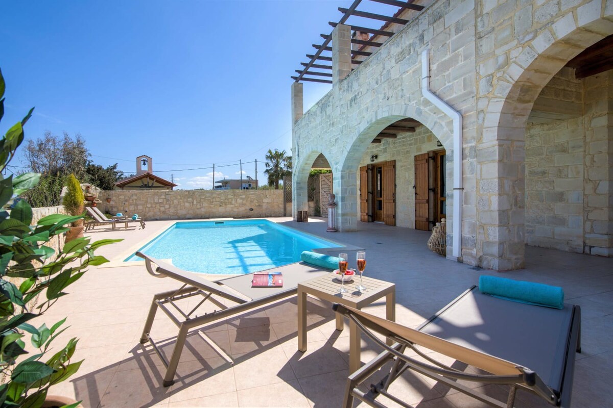 Luxury stone villa with big private pool at beach