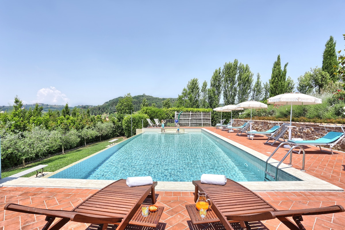 托斯卡纳豪华别墅，带泳池，靠近比萨和佛罗伦萨- 12人