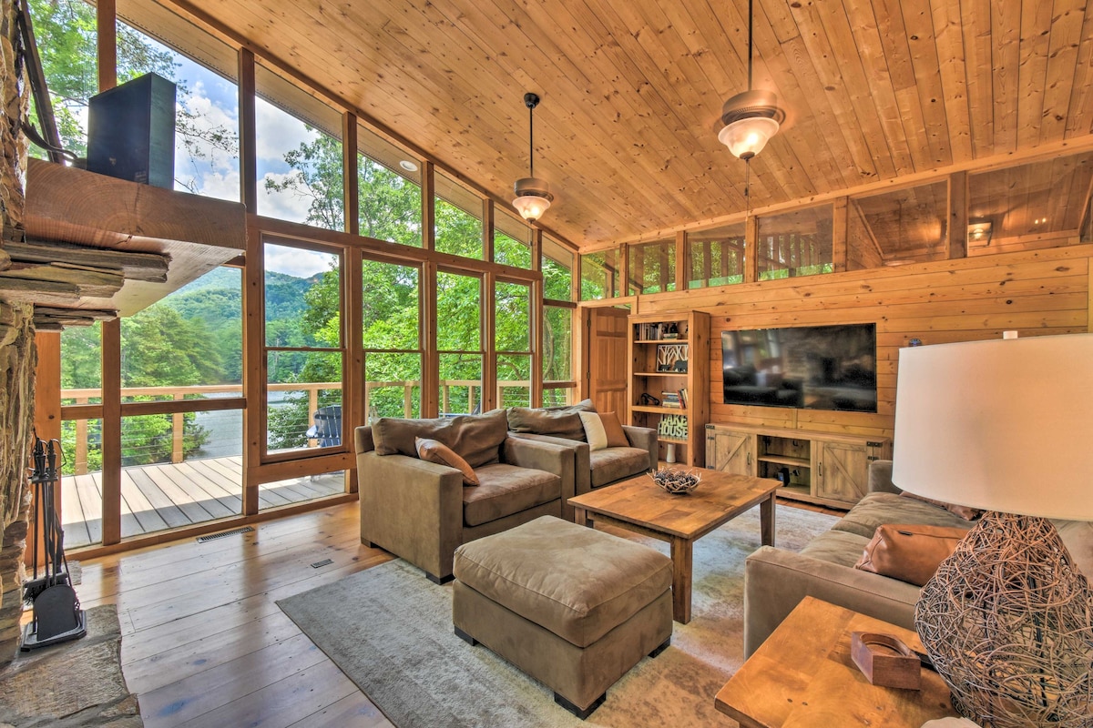 Lakefront ‘Glass House’ Cabin w/ Mountain Views!
