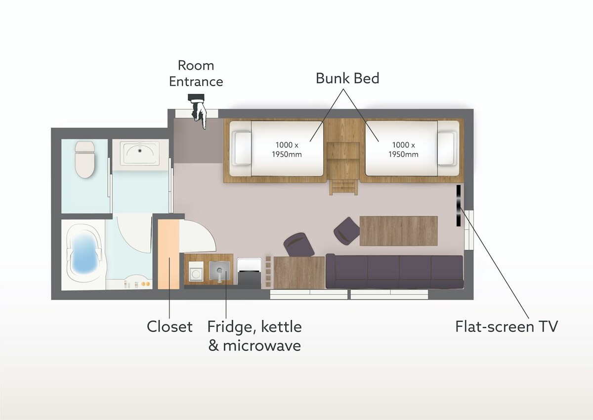 酒店的郊区家庭单间公寓（ 28平方米）