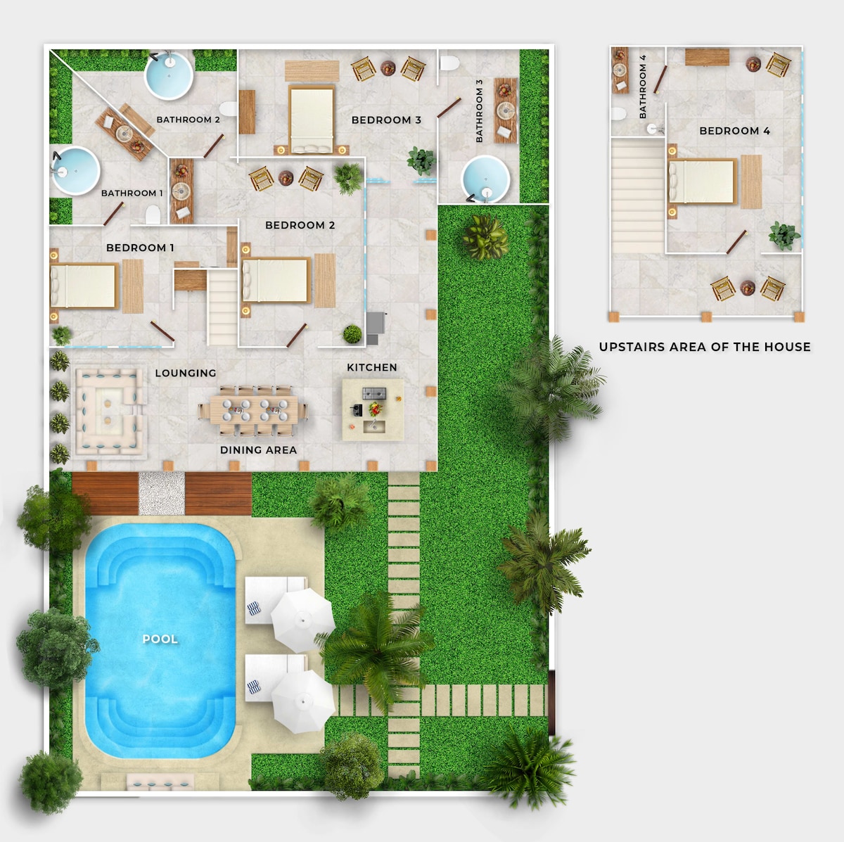 Chandika别墅- 4卧室，私人泳池，靠近海滩