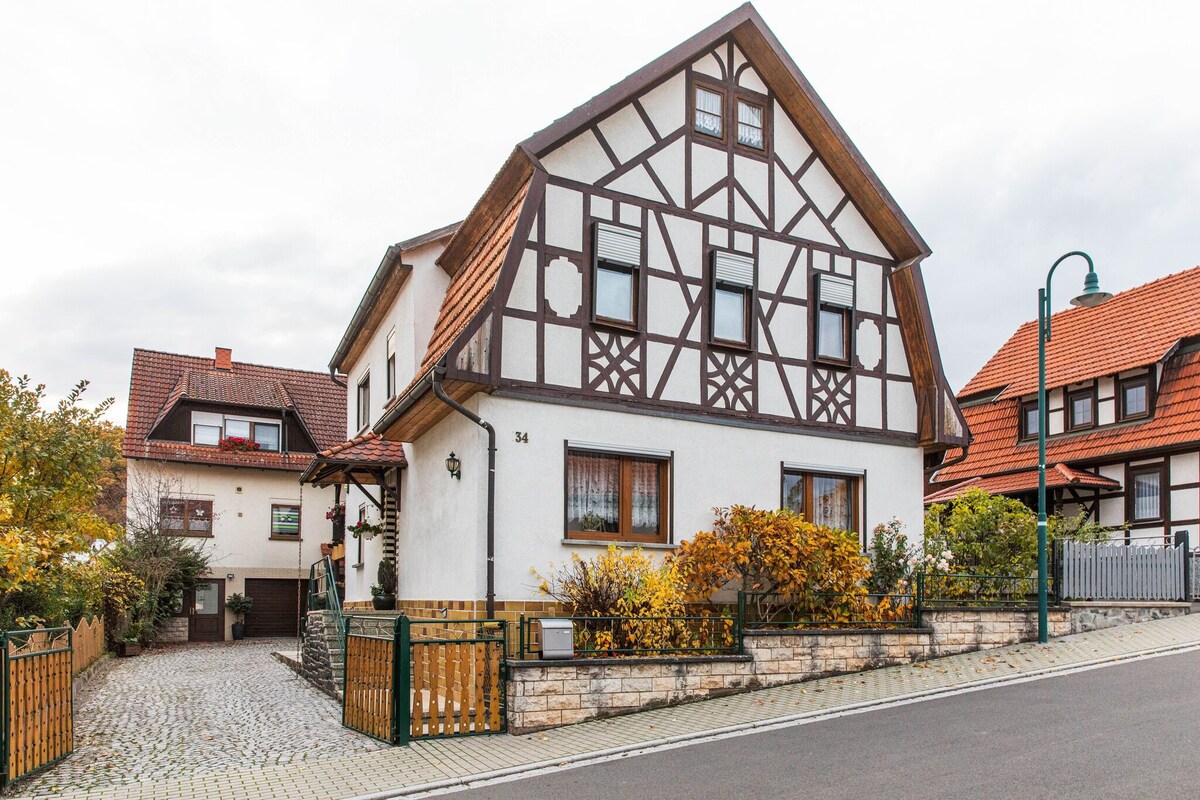 Holiday home in Thuringia with private terrace, use of a garden and pool