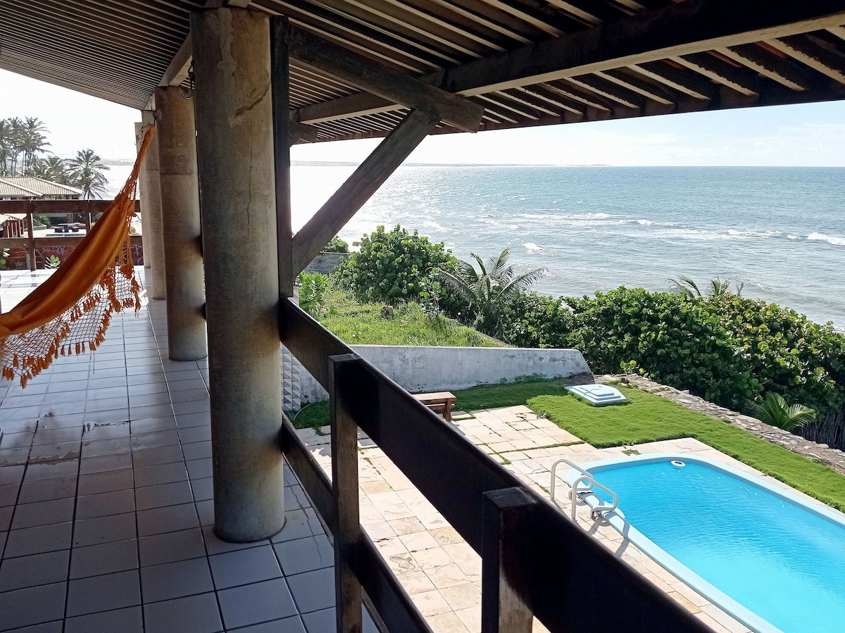 Casa Jangada -令人惊叹的海景，带泳池，位于Beira Mar da Ta Taíba的最佳位置