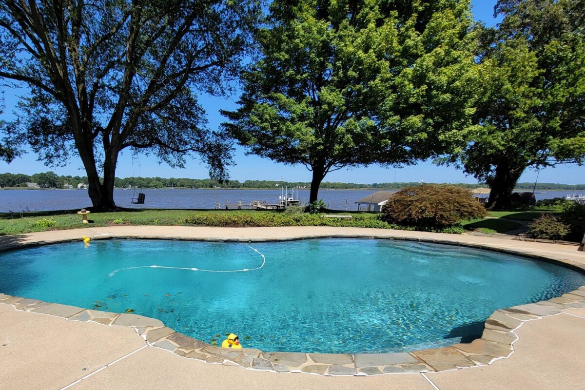 Private pier, pool at waterfront Chestertown home