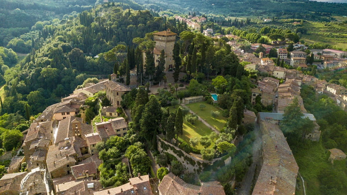 Rocca di Cetona ：托斯克带游泳池的豪华城堡