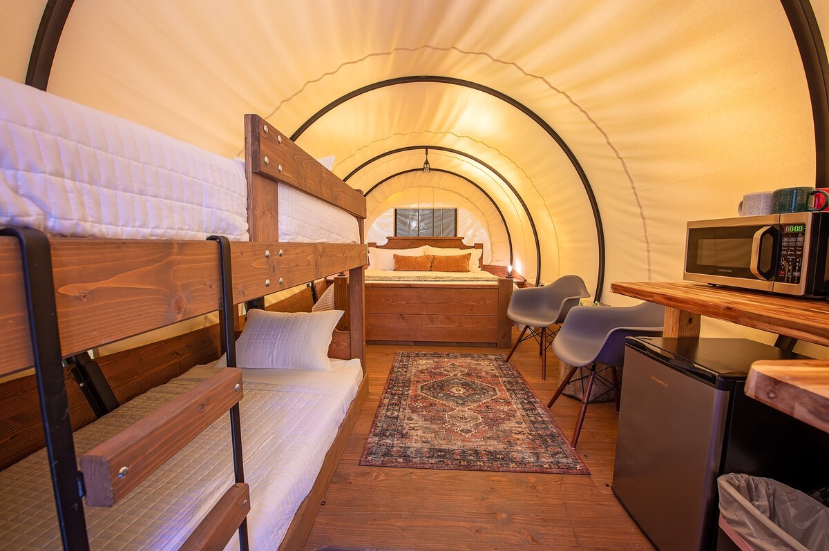 The Pioneer  |  Real Covered Wagon | King Bed & Bu