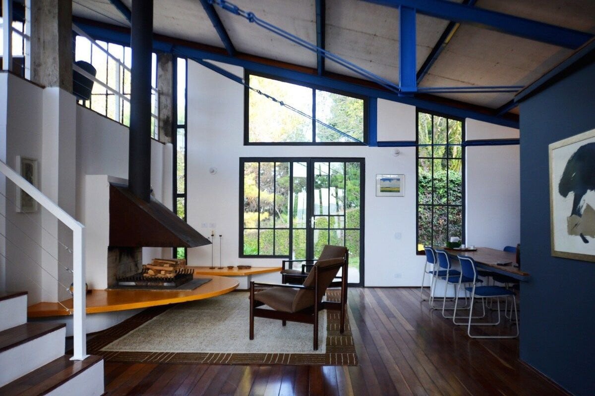 Architect's house with view, garden and fireplace