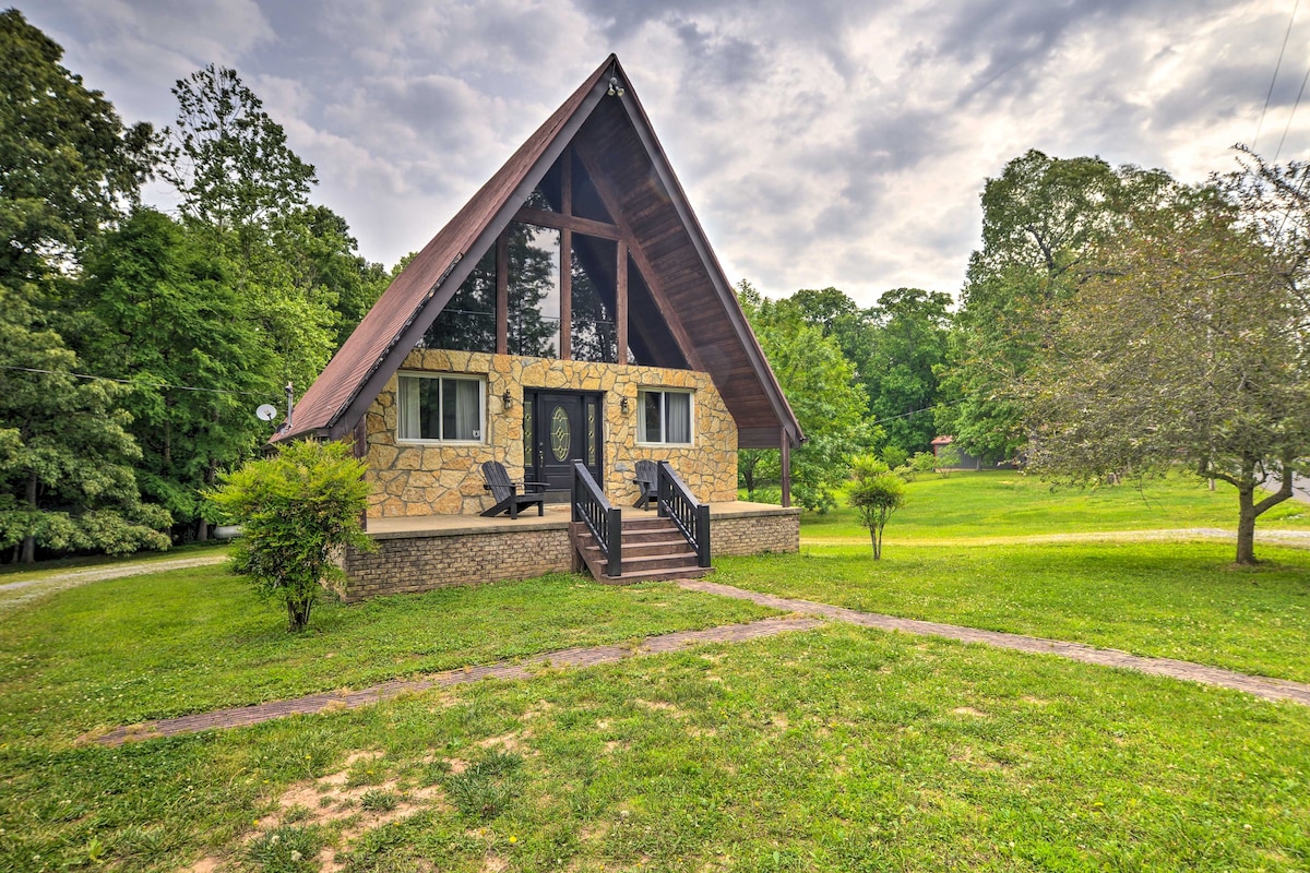 A-Frame Cabin w/ Hot Tub, Walk to Kentucky Lake!