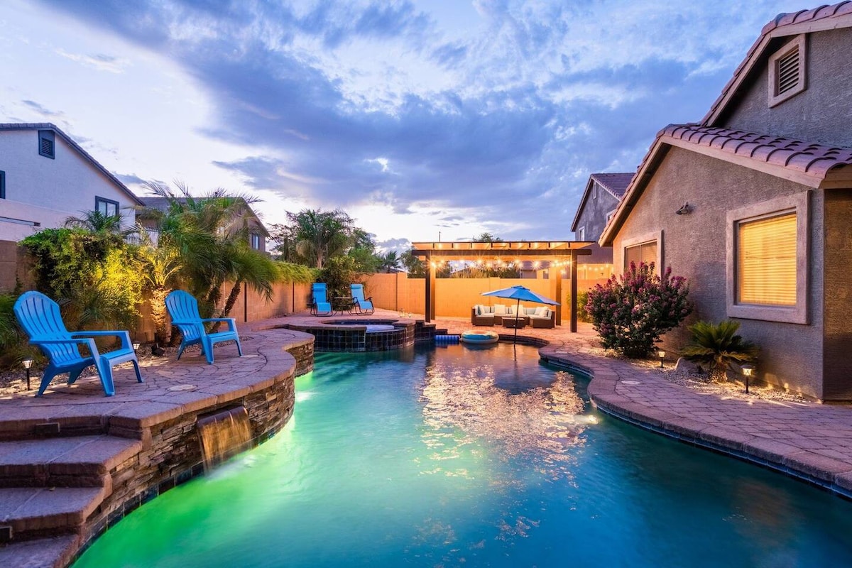 Your Outdoor Desert Oasis + Pool Table.