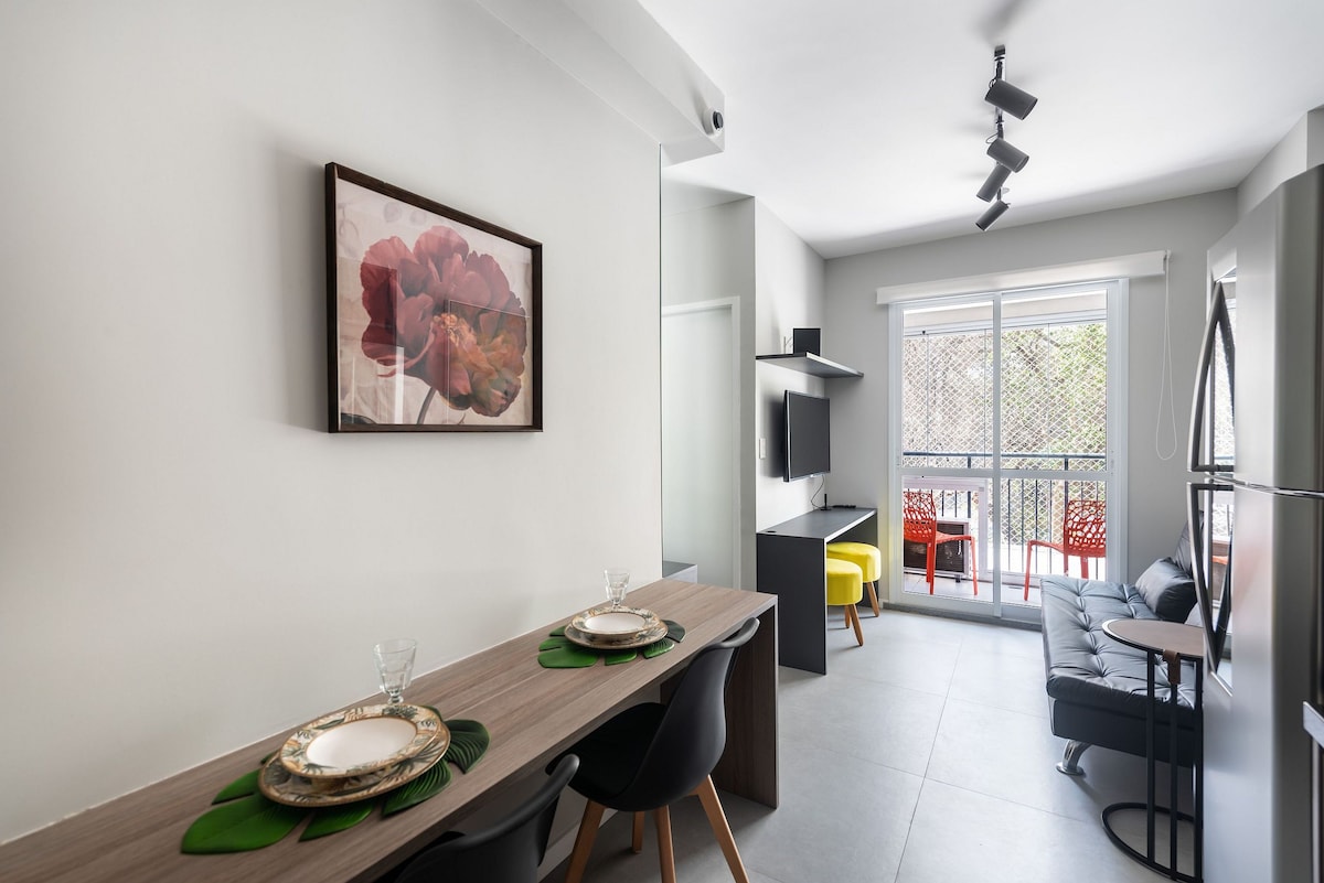 位于Vila Mariana的HO1公寓一居室现代美丽且设施齐全的