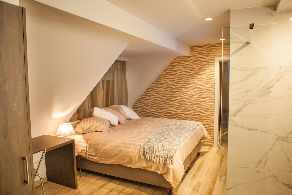 豪华客房配备标准双人床，可欣赏沙丘景观Ostend