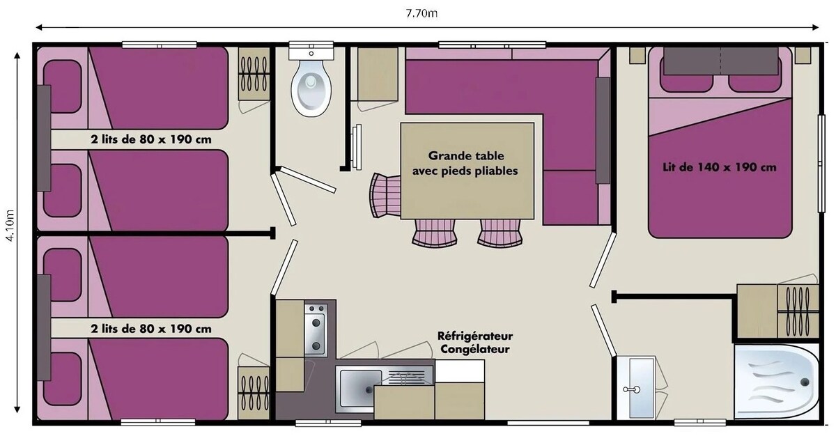 Mobil-Home Lounge+ 4 Rooms 6 People