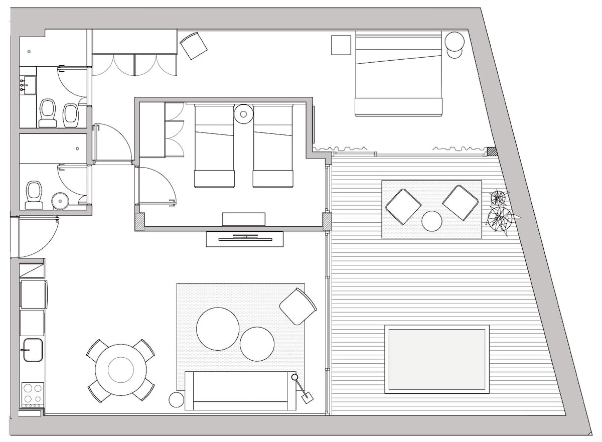 SOHO Loft # 1 —私人露台和私人跳水泳池