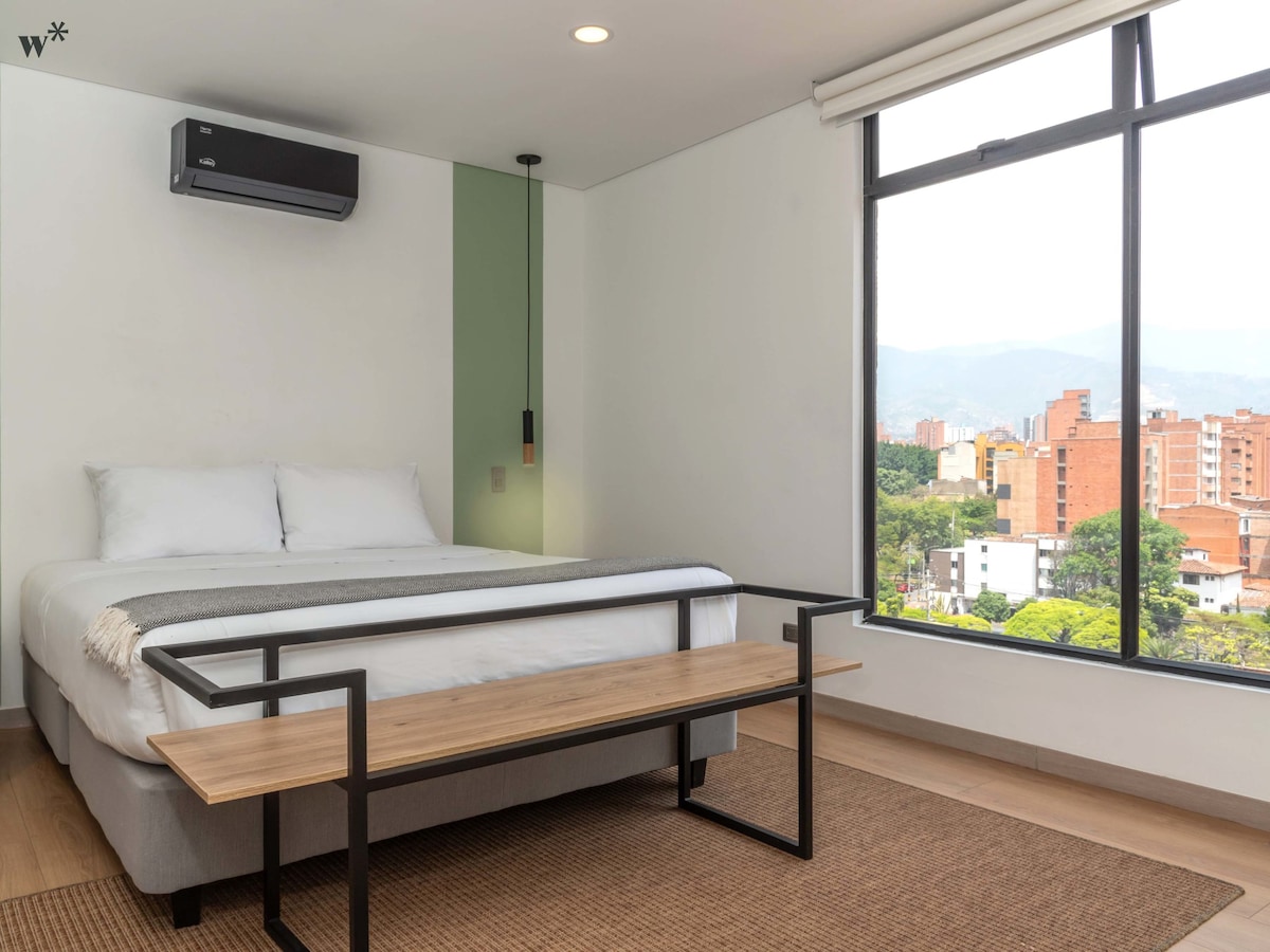 w * | Laureles令人惊叹的3卧室公寓，带空调和阳台