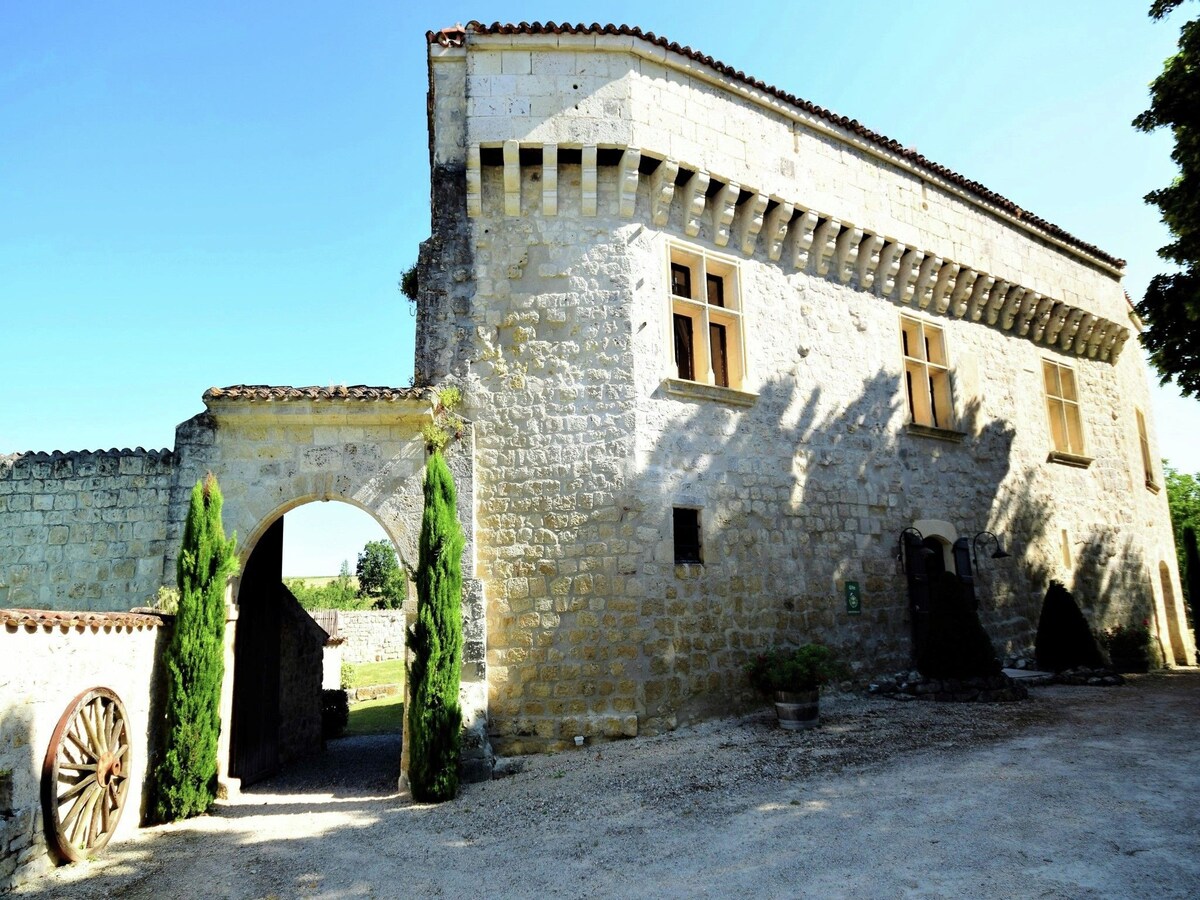 Rustic chateau with pool and views near Agen