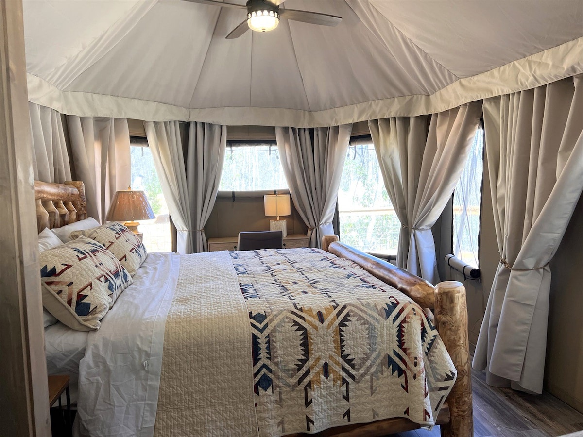 Romantic forest safari tent for two