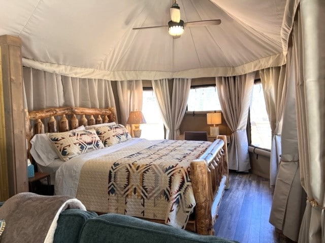 Romantic forest safari tent for two
