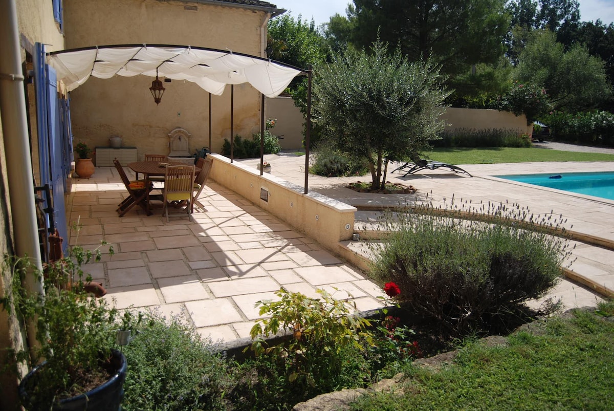 part of typical provençal house with swimming-pool
