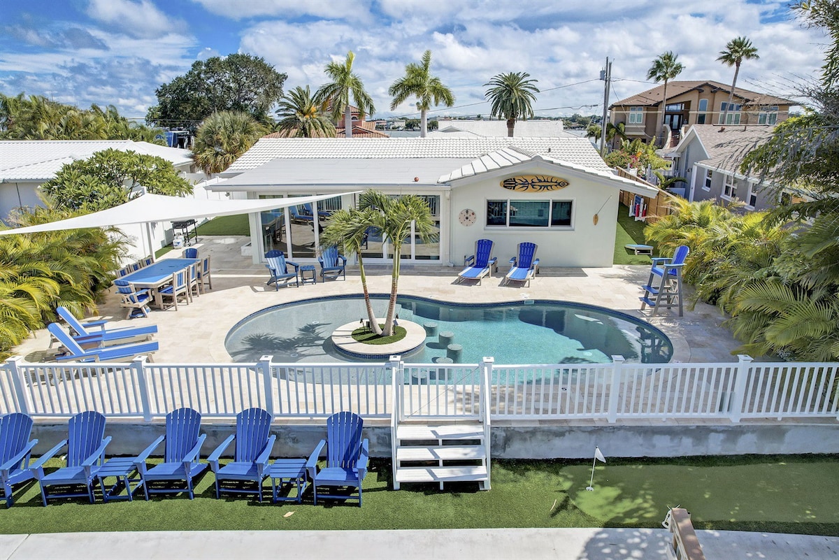 Water Front! Heated Pool, 6p Golf Cart, 2 Kayaks