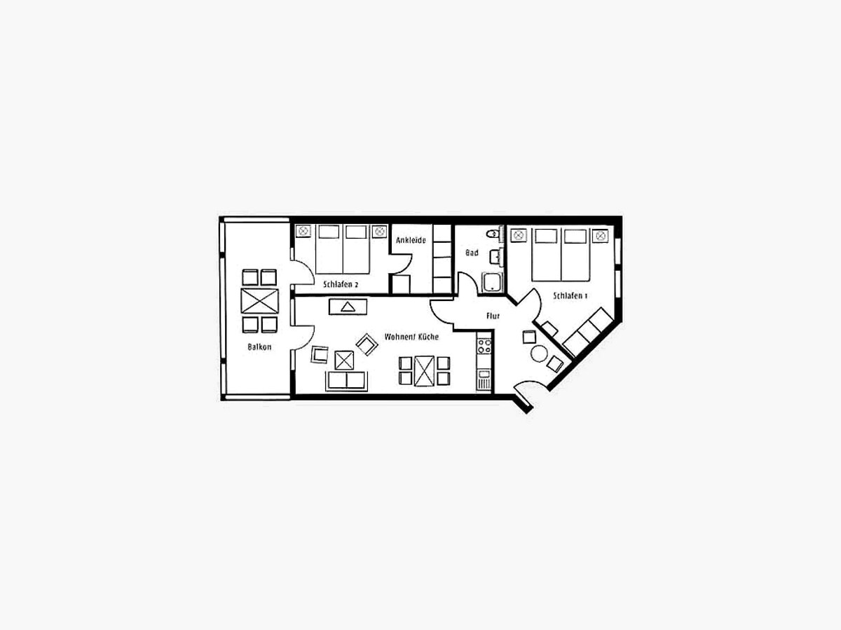 Dünenpark Binz Komfort Ferienwohnung mit 2 Schlafz