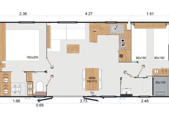 Mobil-Home Privilege 3 Rooms 4 People Air-conditio