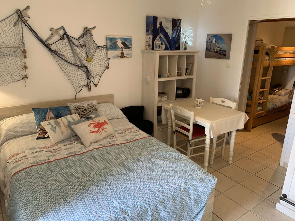Studio in Pin Rolland, beach and shops on foot