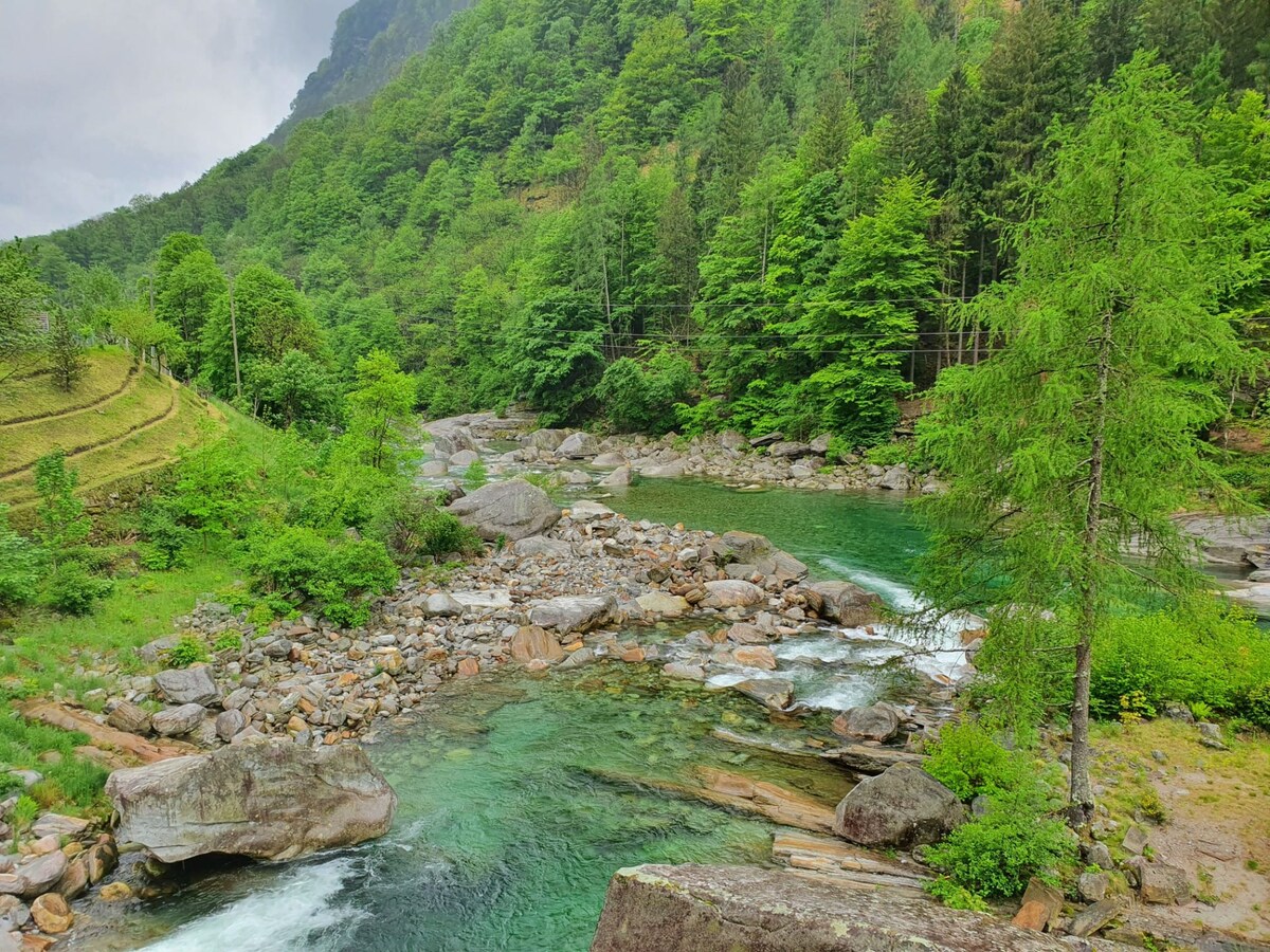 Fresh House by the River in the Verzasca Valley