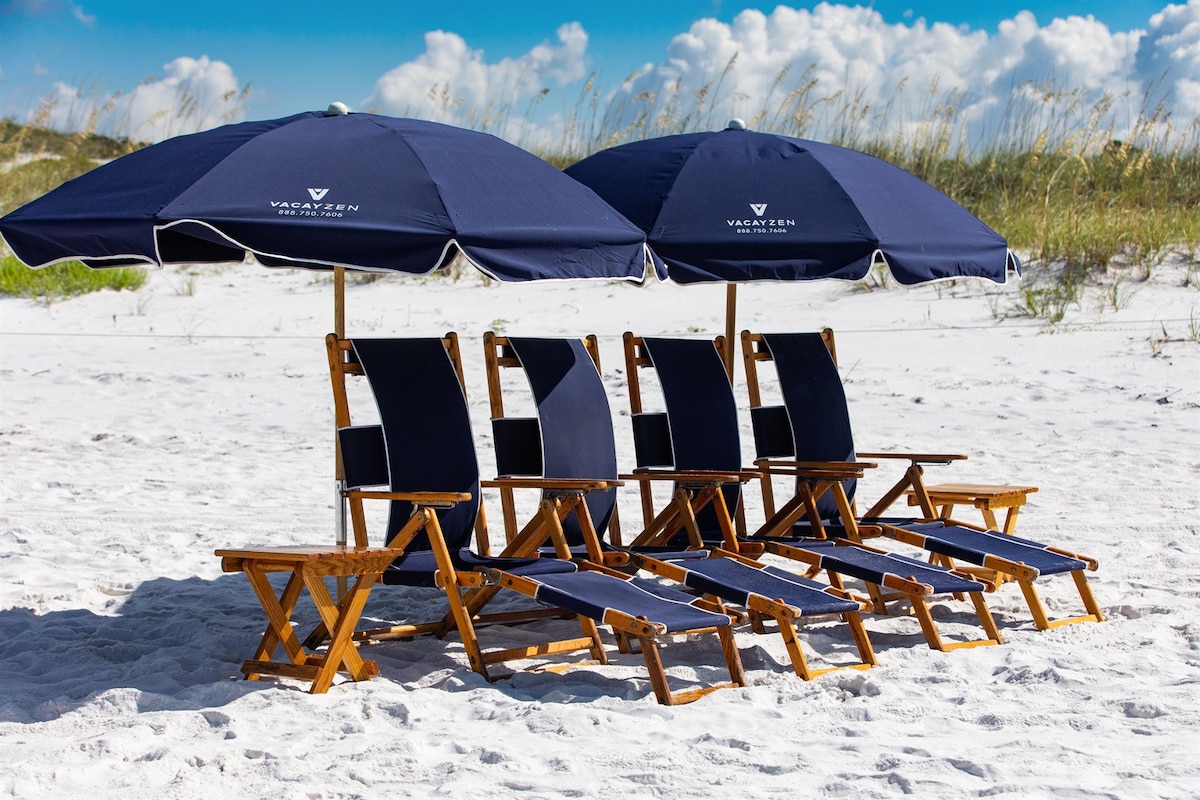 Chair& umbrella service*~pool~hot tub~walk 2 beach