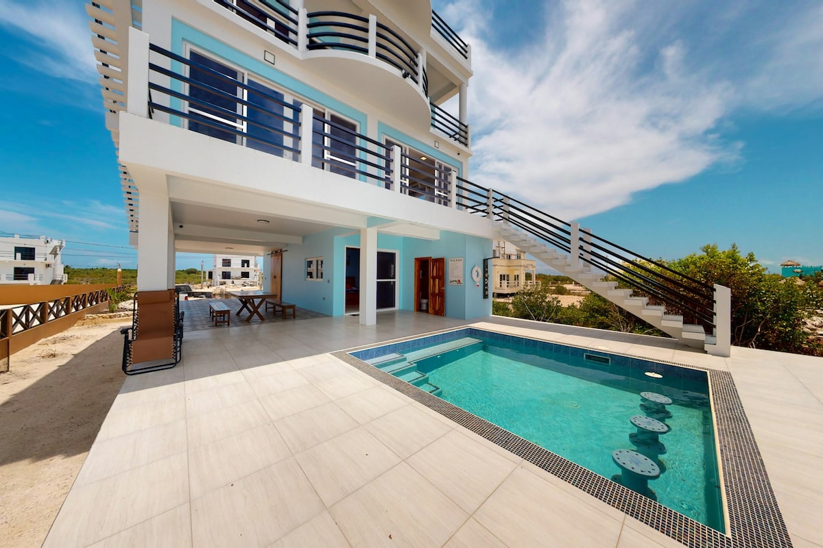 3BR oceanfront escape with a pool and balconies