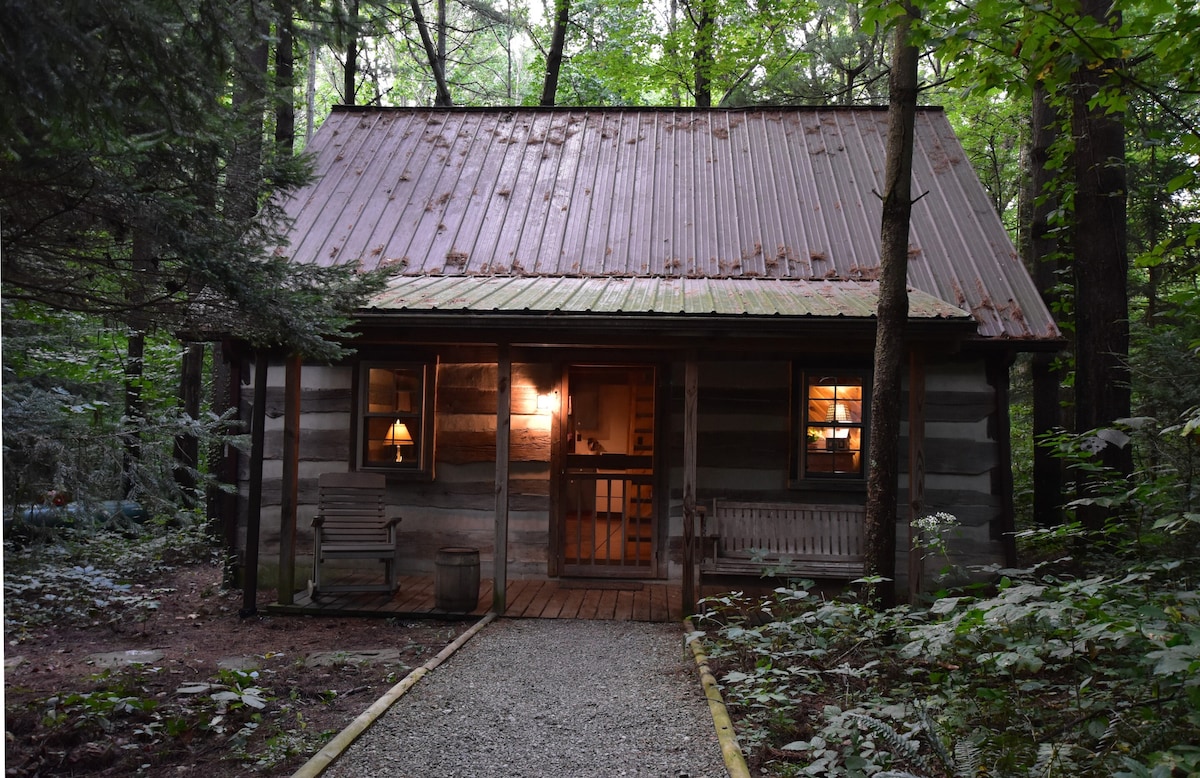 Woodland view-Blue Log Cabin