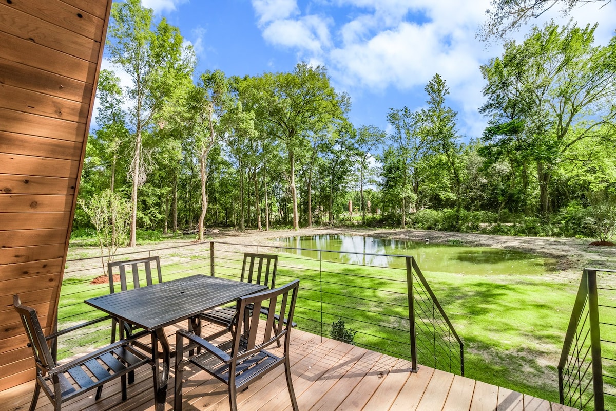 Modern A-Frame Cabin by Rip Van Winkle Gardens w/