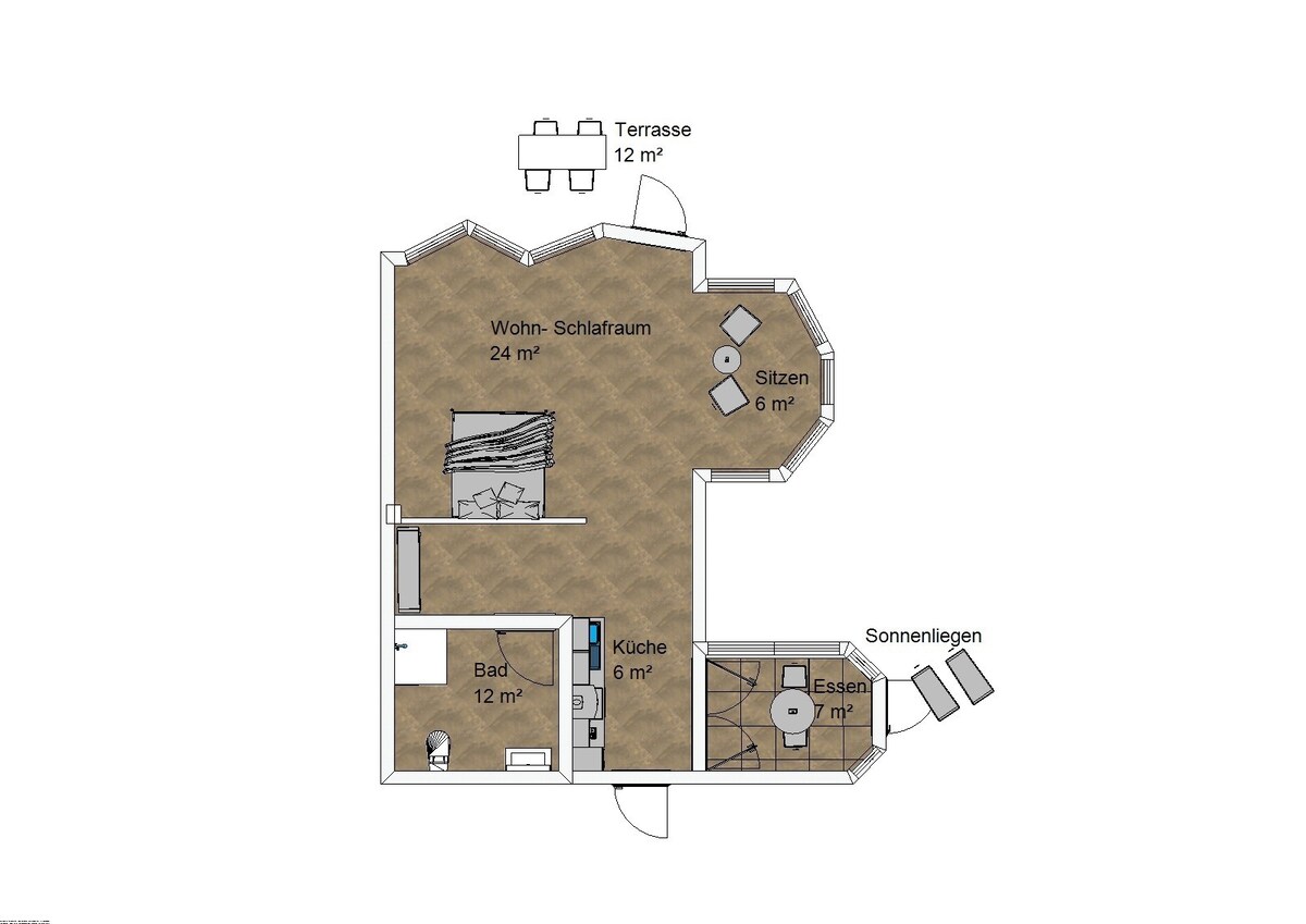 公寓/公寓，可容纳2位房客，面积为55平方米，位于Weiler bei Bingen （ 186635 ）