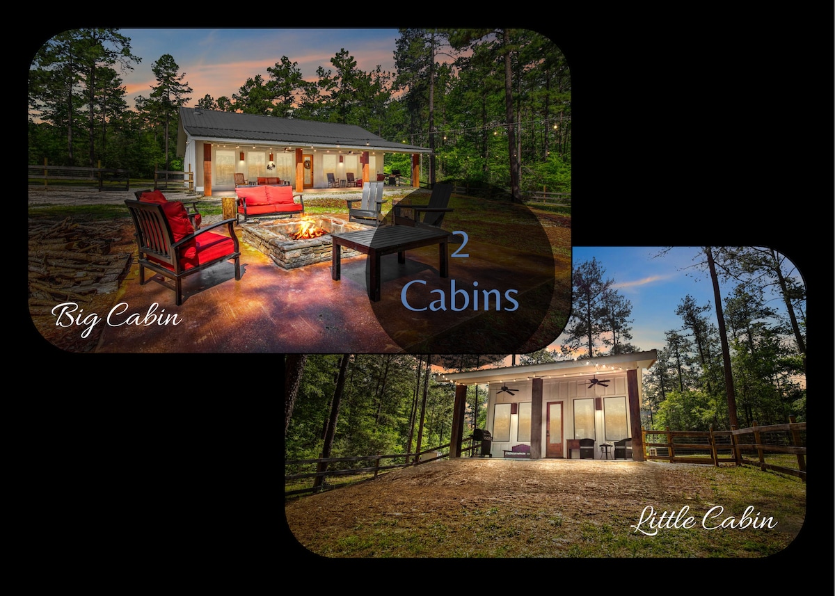 2 Cabins: 7 acres, fenced yards, dogs welcome