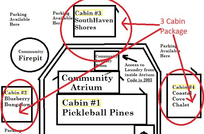 3 Cabin Pkg-Pickleball Ct | Hot Tub-all yr | 2.5 A