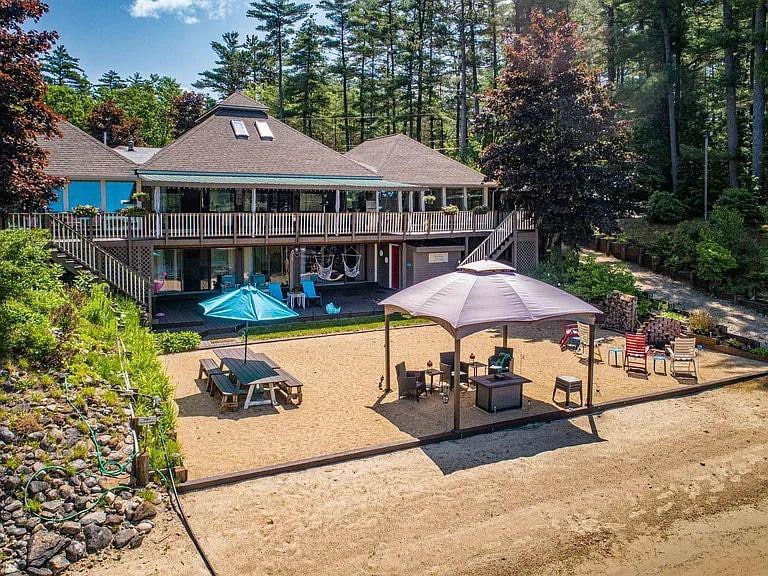 NH Lake House w/Private Beach, Hottub, & Lg Deck