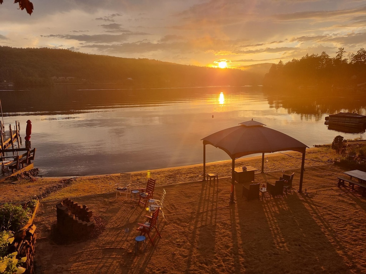 NH Lake House w/Private Beach, Hottub, & Lg Deck