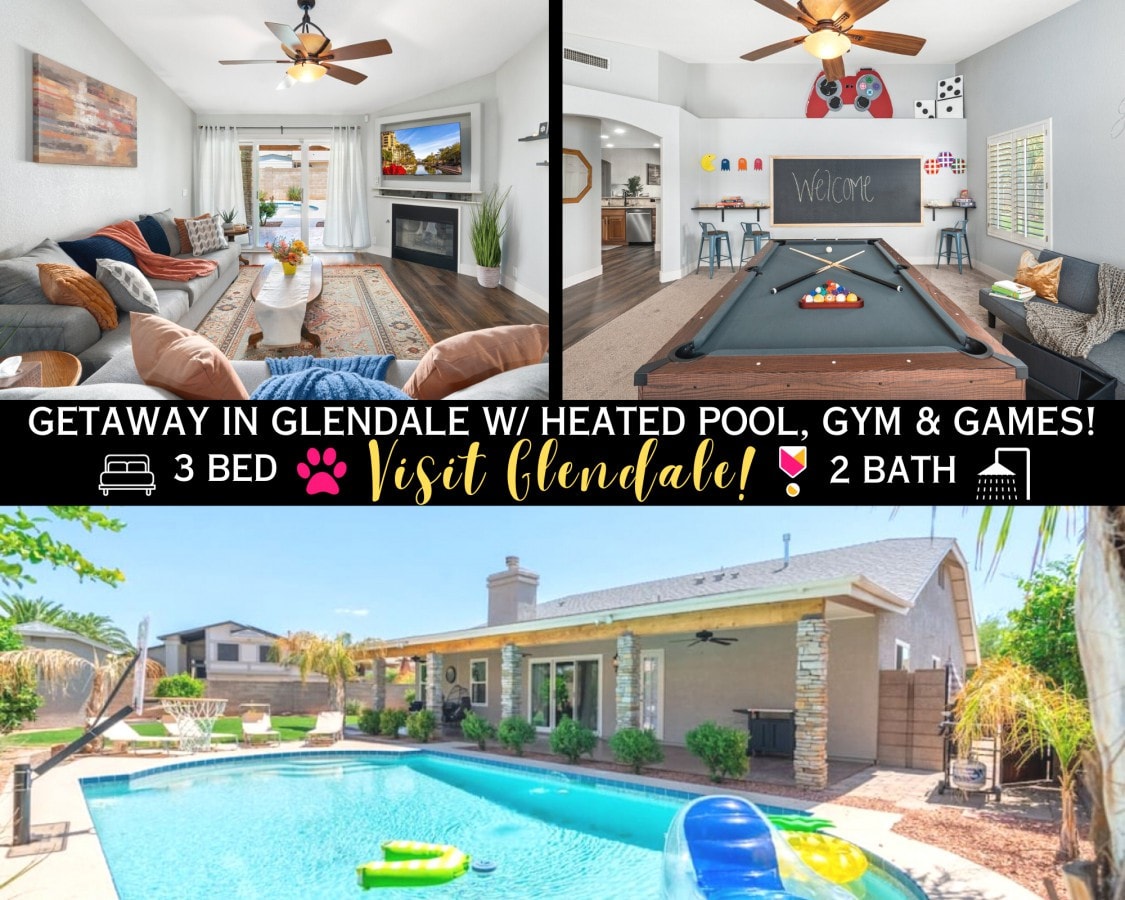 Getaway in Glendale w/ Heated Pool, Gym & Games!