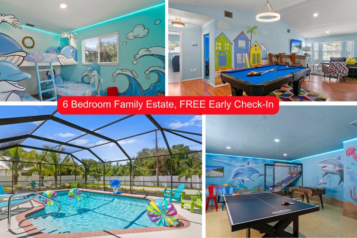 NEW! Family Estate|Themed Bunk Rooms|6BR/18ppl